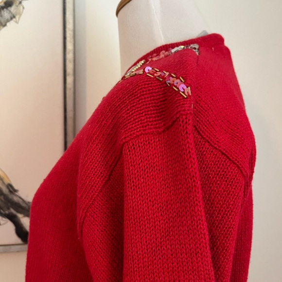 Crystal Kobe Red Jeweled Holiday Sweater Size Small - Picture 5 of 11